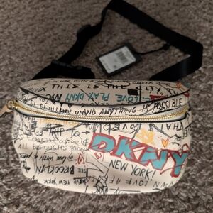 DKNY Cream Multicolor Graffiti Crossbody Bag